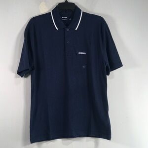 Hollister Relaxed Fit Short Sleeve Polo, Men's Size S - Navy/White